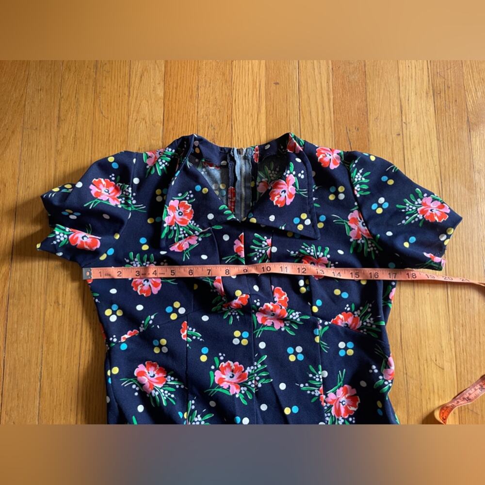 70s Vintage Navy Blue Mini Dress - Picture 6 of 8